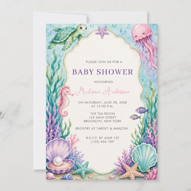 Invitation Baby Shower Sous Les Mers  (Devant)