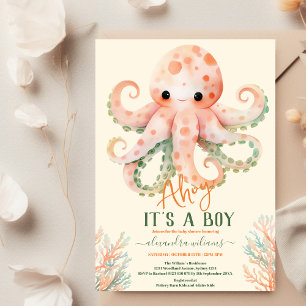 Invitation Baby shower sous-marin d'aquarelle enchanteur