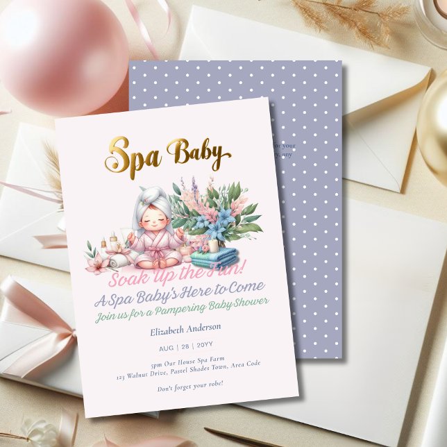 Invitation Baby shower spa - Pamper Day Pastel Shades (Créateur téléchargé)