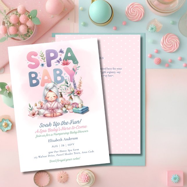 Invitation Baby shower spa - Pamper Day Pink (Créateur téléchargé)
