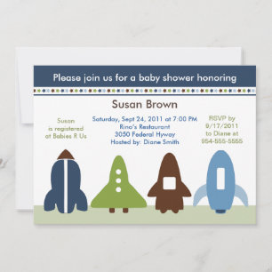 Invitation Baby shower Space Rockets