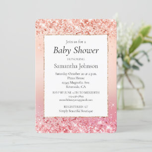 Invitation Baby shower Sparkle Ombre rose et Rose