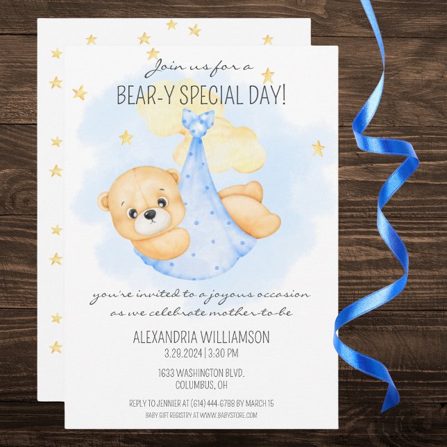 Invitation Baby shower spécial de jour de l'ours (Créateur téléchargé)