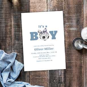 Invitation Baby Shower Sport de Foot Cadeau Bleu Marine