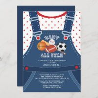 Invitation Baby shower SPORT TOUS ÉTOILES