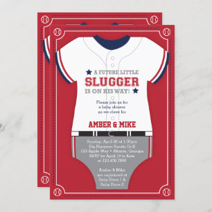 Invitation Baby shower sportif, Baseball, Rouge, B