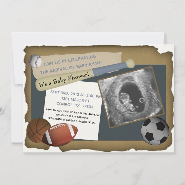 Invitation Baby shower sportif personnalisé/Invitation d'anni (Devant)