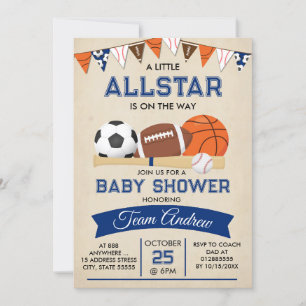 Invitation Baby shower sportif personnel Allstar
