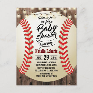 Invitation Baby shower sportif Russe de baseball Barn Wood