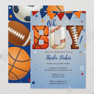 Invitation Baby shower sportif - Sports All Star