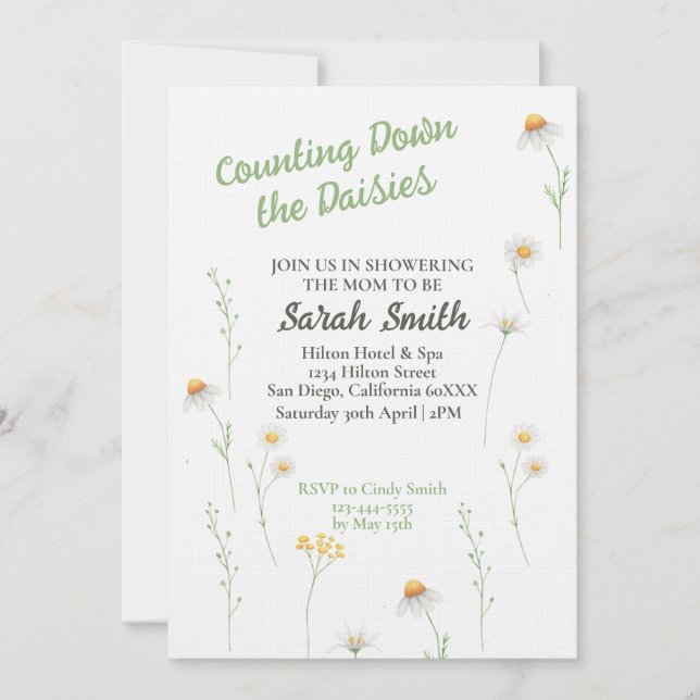 Invitation Baby shower Spring Daisy (Devant)