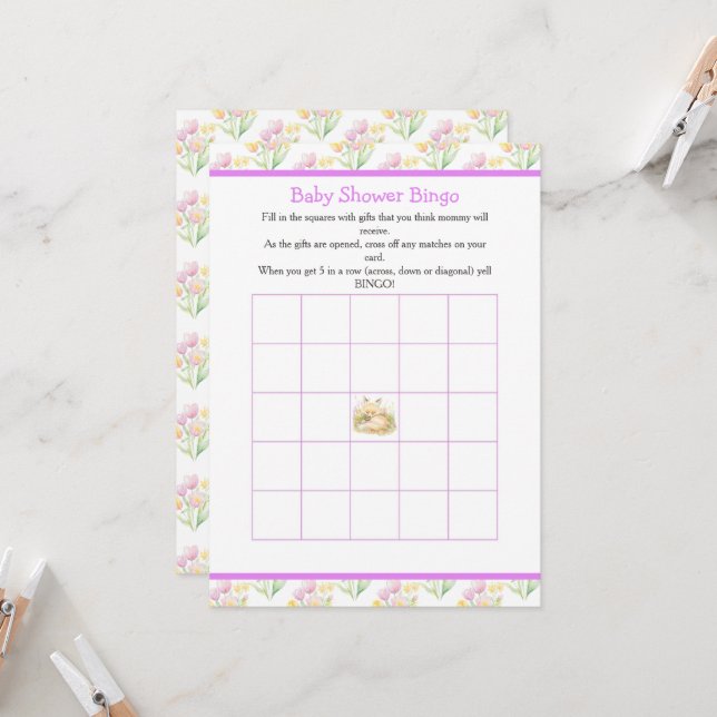 Invitation Baby shower Spring Fox (Devant/Arrière en situation)