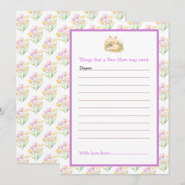 Invitation Baby shower Spring Fox (Devant / Derrière)