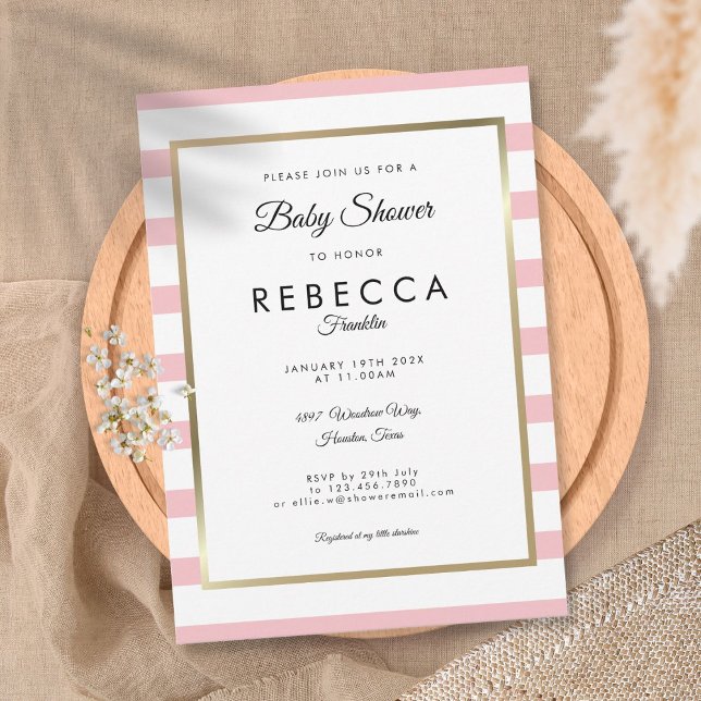 Invitation Baby-Shower / Sprinkle Rose Pâle Classique à Rayur (Créateur téléchargé)