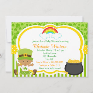 Invitation Baby shower st patrick afro-américain pour filles