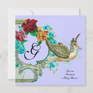 Invitation BABY SHOWER STORE 3 MONOGRAMME blanc