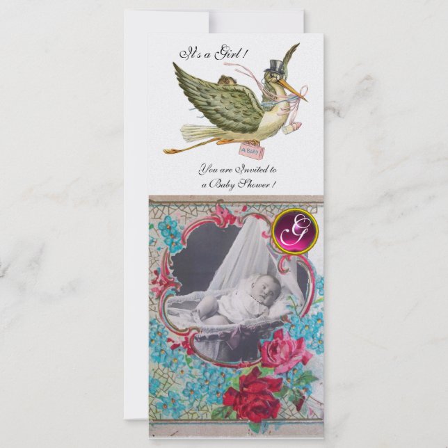 Invitation BABY SHOWER STORE MONOGRAM MODÈLE PHOTO, glace (Devant)
