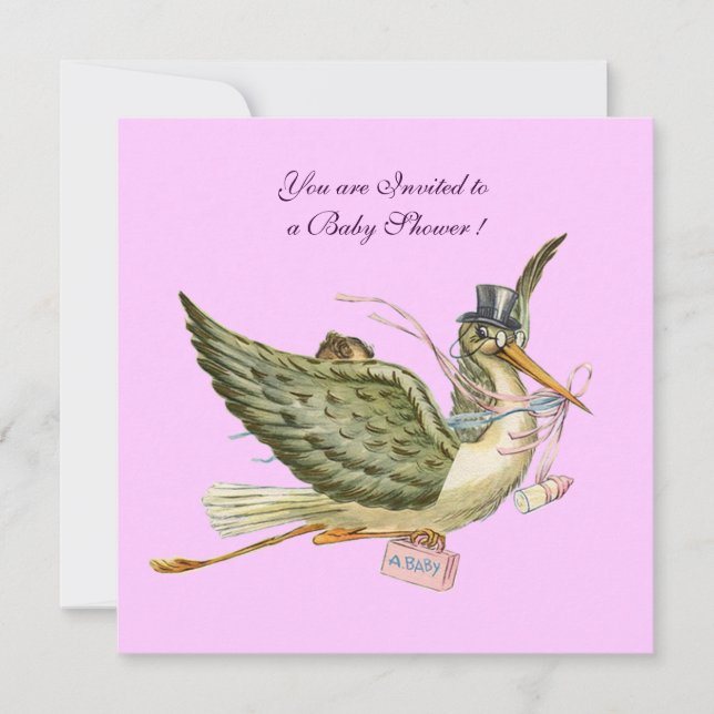 INVITATION BABY SHOWER STORK (Devant)