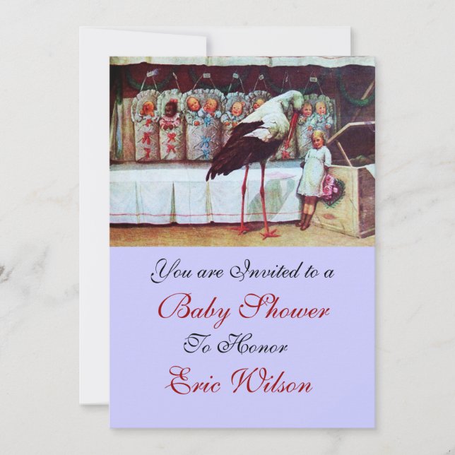 Invitation BABY SHOWER STORK 3, bleu (Devant)