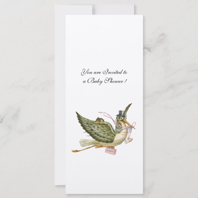 Invitation BABY SHOWER STORK, papier feutre (Devant)