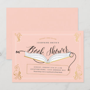 Invitation Baby shower Storybook Gold Pink Fairy