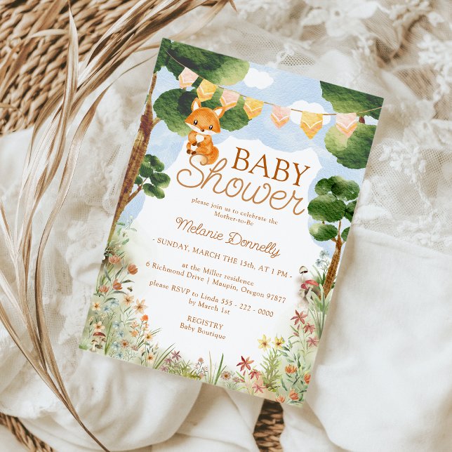 Invitation Baby shower Storybook Woodland Fox (Créateur téléchargé)