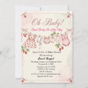 Invitation Baby shower Strawberry Oh Baby Sweet Pea linge à b