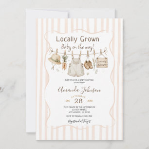Invitation Baby Shower Stripe Veggies Marché des Fermiers