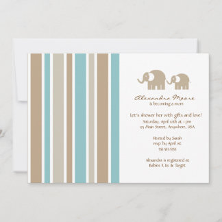 Invitation Baby shower Stripes & Elephants