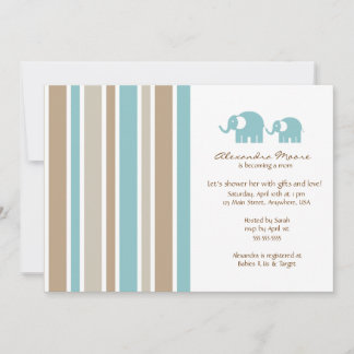 Invitation Baby shower Stripes & Elephants