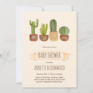 Invitation Baby shower Succulent Cactus en Terracotta Pot