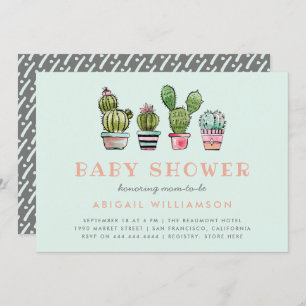 Invitation Baby shower Succulent de cactus d'aquarelle