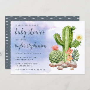 Invitation Baby shower succulent de cactus d'aquarelle de