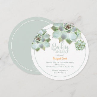 Invitation Baby shower Succulent mignon