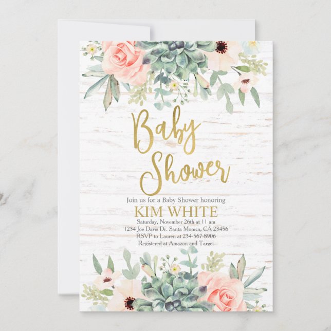 Invitation Baby shower Succulente (Devant)