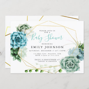 Invitation Baby shower Succulente