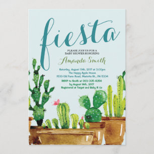 Invitation Baby shower Succulente Cactus Fiesta
