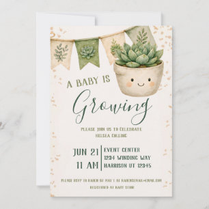 Invitation Baby Shower Succulente Mignonne