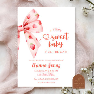 Invitation Baby shower sucré aux baies de fraise Bow