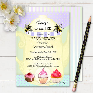 Invitation Baby shower sucré de thé d'abeille de miel à café