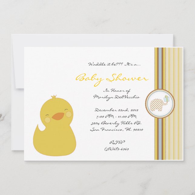 Invitation Baby shower sucré et jaune (Devant)