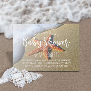 Invitation Baby shower Summer Beach Starfish