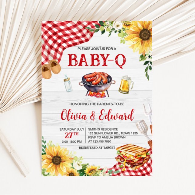 Invitation Baby shower Sunflower BBQ (Backyard Picnic Baby Shower Invitation)