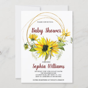 Invitation Baby shower SunFlowers et Boho
