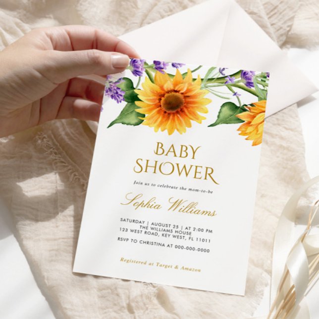 Invitation Baby shower Sunflowers & Lavender (Créateur téléchargé)