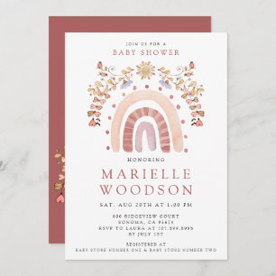 Invitation Baby shower Sunshine Arc-en-ciel Boho