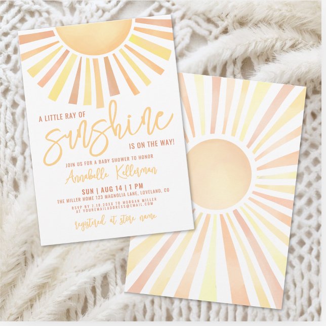 Invitation Baby Shower Sunshine Boho Bébé (Sunshine Boho Sun Baby Shower Invitation)