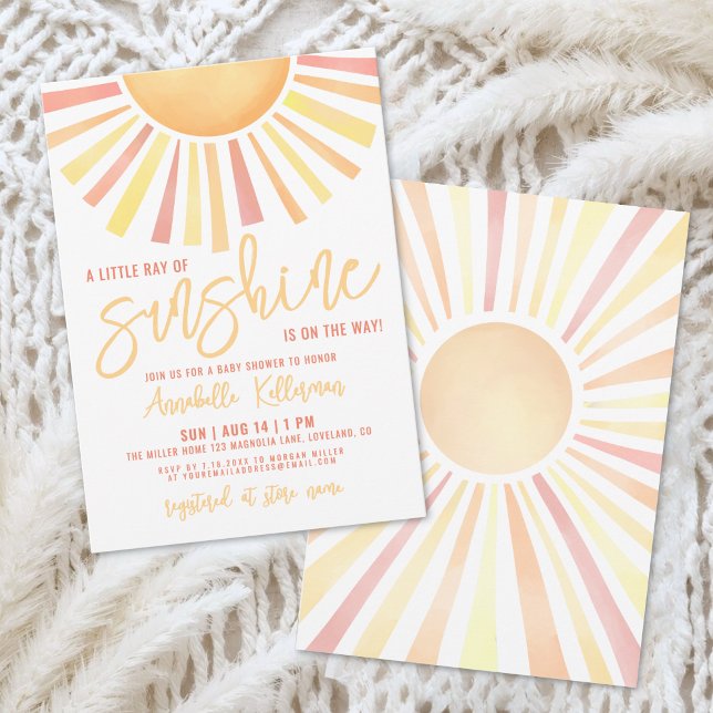 Invitation Baby Shower Sunshine Boho Bébé (Sunshine Boho Sun Baby Shower Invitation)