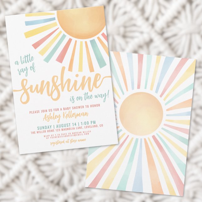 Invitation Baby Shower Sunshine Boho Bébé (Sunshine Boho Sun Baby Shower Invitation)