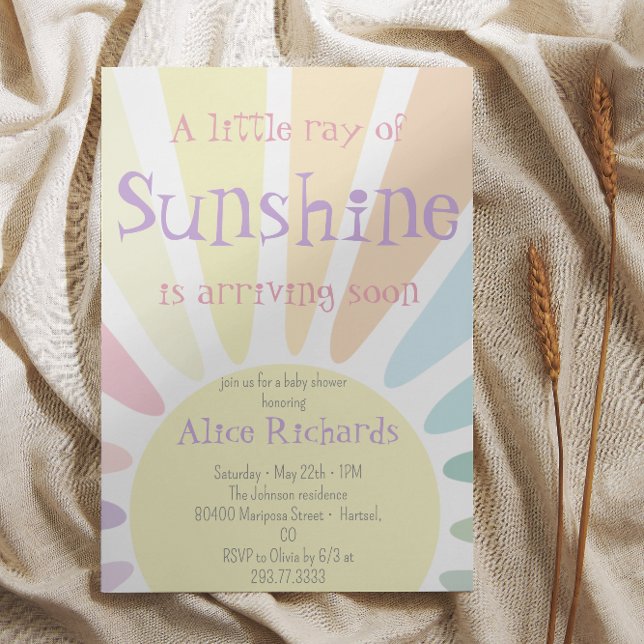 Invitation Baby shower Sunshine Boho Retro Baby shower rose (Créateur téléchargé)